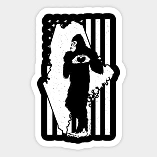 Maine Bigfoot American Flag Sticker